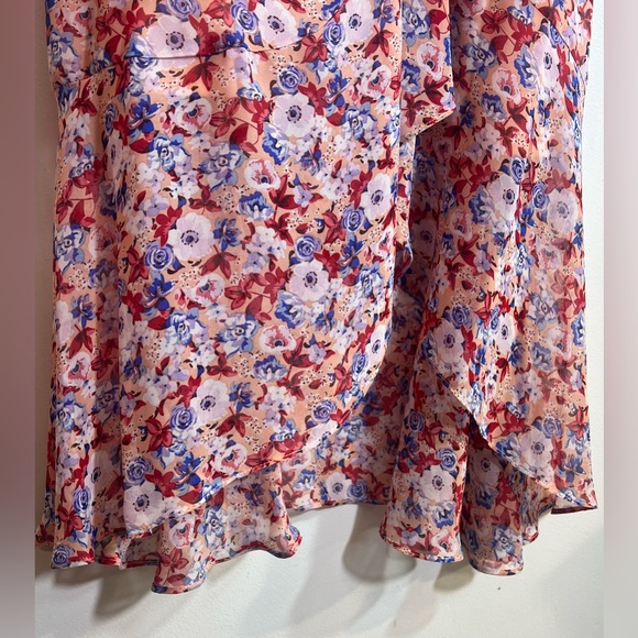 NWT Laundry By:Shelli Segal Women's Asymmetric Floral Ruffle Midi-Dress Size:16 - Picture 14 of 16